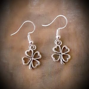 Silver Charm Earrings, Nickel Free, Clover